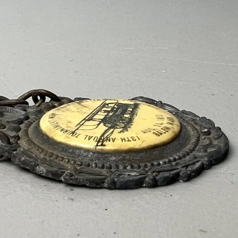 Antique 1903 New England Fire‎ League 13th Annual Tournament Committee Pin Badge